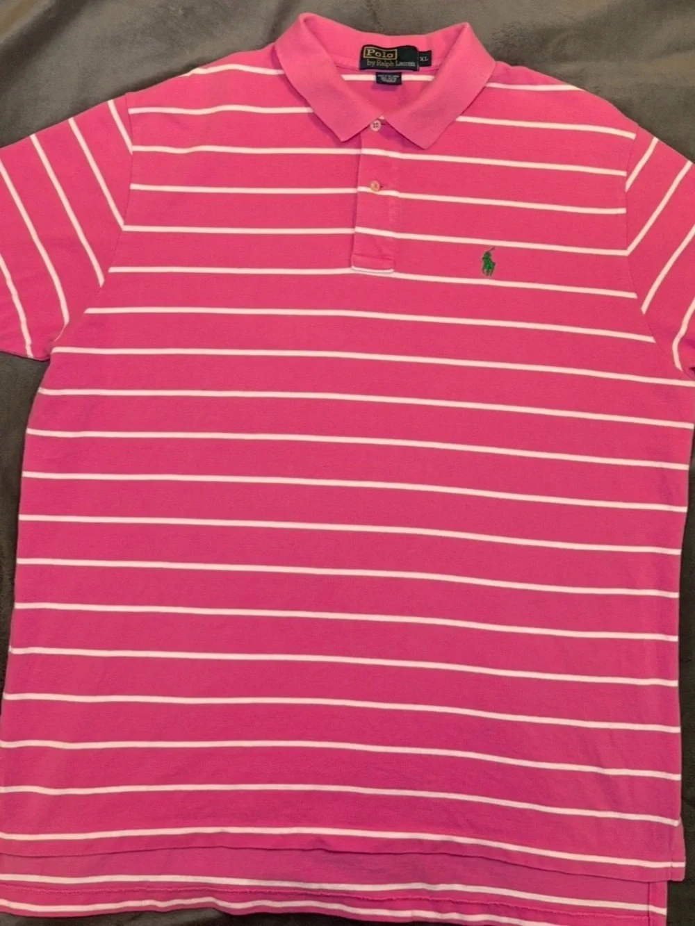 Ralph Lauren Polo Pink/White Stripe Classic Cotton Knit Short Sleeve Shirt